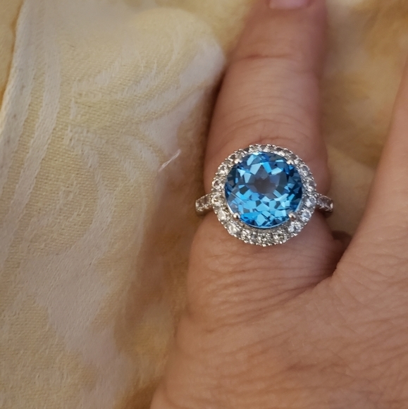 Size 7, Swiss Blue Topaz & White Sapphire, tgw 5.75 carats, NWT - Picture 2 of 7